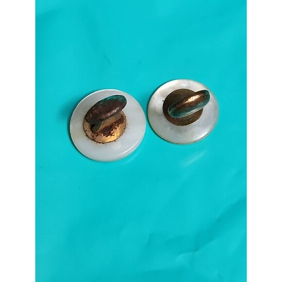 Vintage Swank Mother of Pearl Cufflinks Gold Tone Mid-Century Mens - Picture 4 of 5